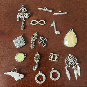 Pendants Charms Jewelry Making Silver Tone Vintage Modern Lot of 16 Boho